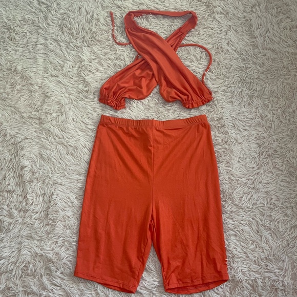 Biker Short Set-Coral - Picture 2 of 6